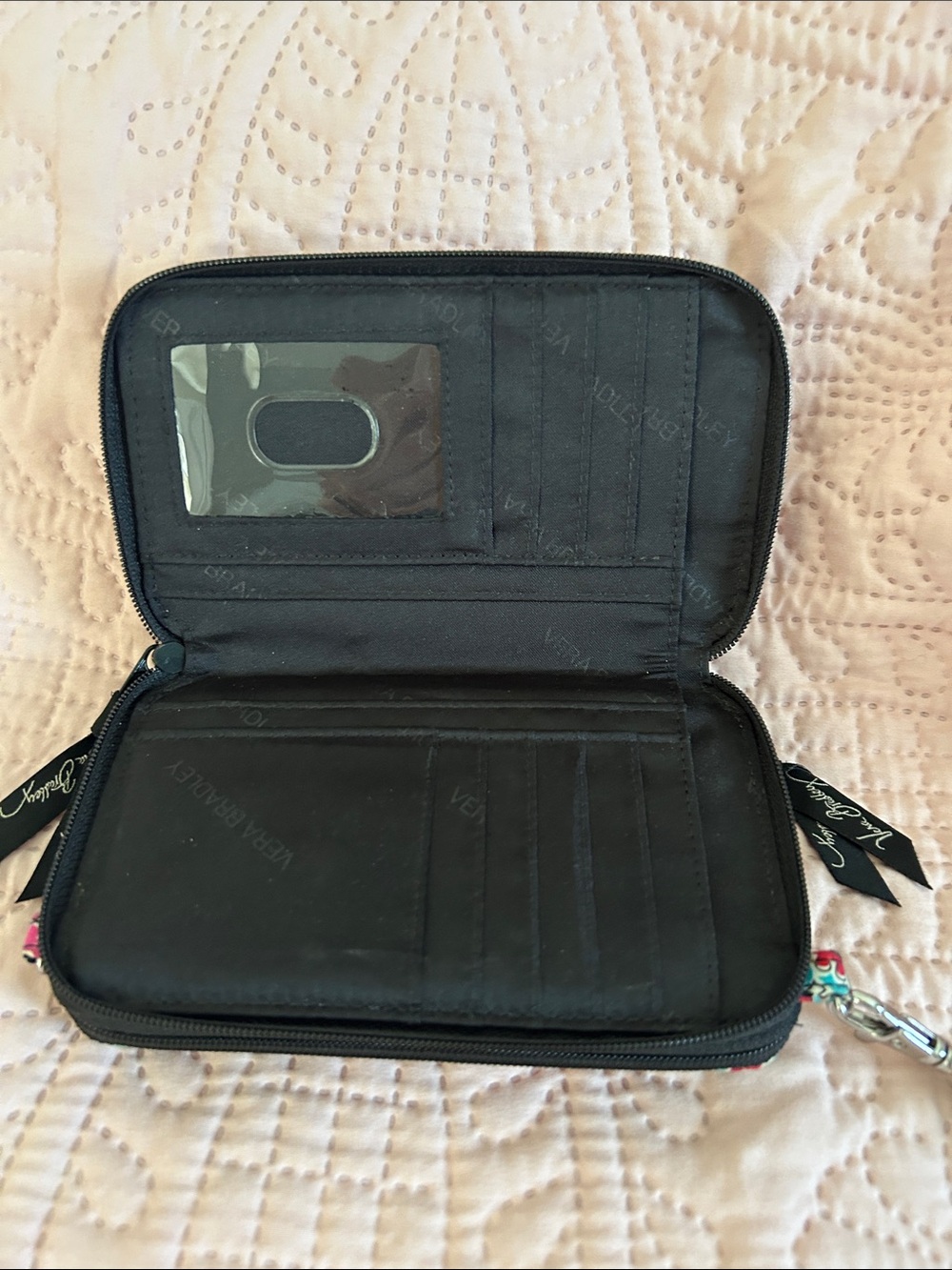 Vera Bradley Teal Pink Black Paisley Wristlet Phone Case - Picture 4 of 6